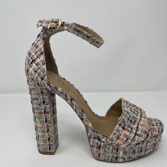 NWOT Chinese Laundry Womens Avenue Platform Heel Shoes Y2K Sz 8.5 Pink Tweed - Picture 10 of 16